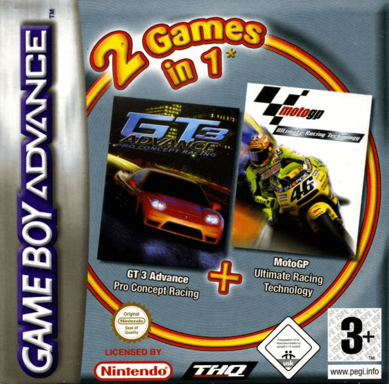 2 games in 1: gt 3 advance: pro concept racing + moto gp: ultimate racing technology